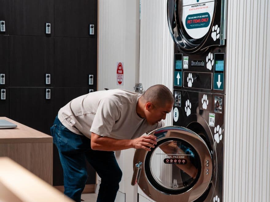 Commercial washing machines at the LaundDry laundromat in Wentworth Point
